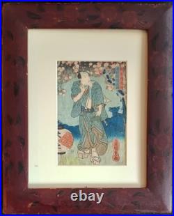 Japanese Woodblock Print Utagawa Kunisada Naritaya Hakuen Mu Kabuki /Jap Fram
