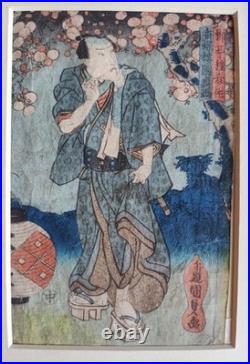 Japanese Woodblock Print Utagawa Kunisada Naritaya Hakuen Mu Kabuki /Jap Fram