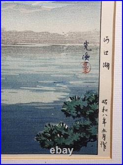 Japanese Woodblock Print by Tsuchiya Koitsu (1870-1949) Fuji from Lake Kawaguchi