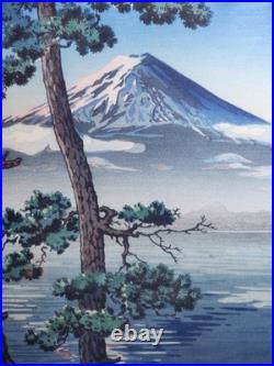 Japanese Woodblock Print by Tsuchiya Koitsu (1870-1949) Fuji from Lake Kawaguchi