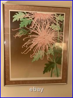 Japanese Woodblock-Style Spider MumSigned/Numbered Sarah Berta 36x30 Framed