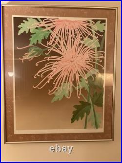 Japanese Woodblock-Style Spider MumSigned/Numbered Sarah Berta 36x30 Framed