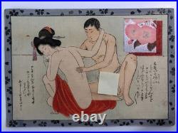 Japanese old woodblock print x11 Tsu-hi no Hinagata, Shunga, Meiji era, Erotic