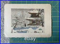 Japanese small woodblock print Tobei Kamei Pagoda In Winter