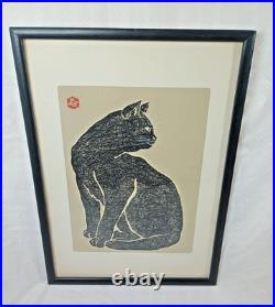 Japanese wood block print black Cat. 10x14, H. Sadanobu III. DS07