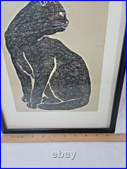 Japanese wood block print black Cat. 10x14, H. Sadanobu III. DS07