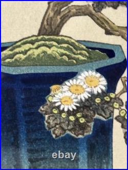 Japanese woodblock print Nisaburo Ito Bonsai Chrysanthemum, Cascading