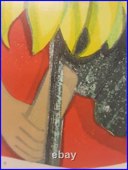 Japanese woodblock print Shuzo Ikeda Girl with Sunflower 51/100'69 framed signe