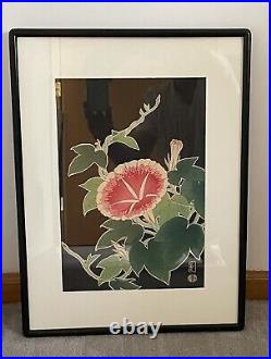 Japanese woodblock print artist unread Morning Glory Framed oban