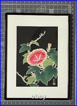 Japanese woodblock print artist unread Morning Glory Framed oban