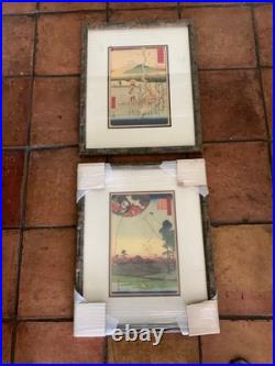 Japanese woodblock prints 4 framed reproductions