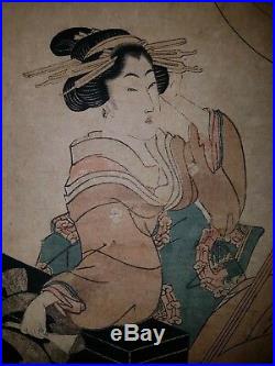 Japanischer-Farbholzschnitt- Old Japanese woodblock print Eizan Kikugawa Rare