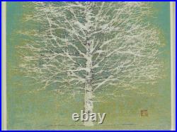 Joichi Hoshi Early Spring 1976 Woodblock print Signed & Sealed Framed 008