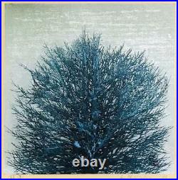 Joichi Hoshi woodblock print Treetops (blue) 1973 from Japan