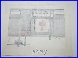 Junichiro Sekino, Kusatsu, Tea House, Signed, Japanese Woodblock Print c. 1961