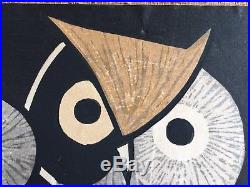 KAORU KAWANO OWLS Woodblock Print SIGNED Japanese Modernism MCM
