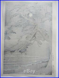 KAWASE HASUI Japanese Woodblock Print SHINHANGA Moonlight at Enoshima 1933