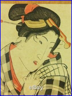 KEISAI EISEN Japanese Woodblock Print Hanging Scroll BIJIN Kimono Beauty EDO999