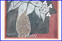 KIYOSHI SAITO Japanese Woodblock LITHO PRINT Staring 1950