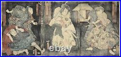 KUNISADA Japanese Woodblock Print Ukiyo-e Edo Utagawa Toyokuni III Triptych