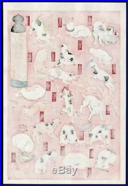 KUNIYOSHI JAPANESE Woodblock Print Cats for the 53 Stations of the Tokaido I