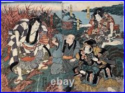 KUNIYOSHI Japanese Woodblock Print Ukiyo-e Edo Utagawa Toyokuni III Diptych