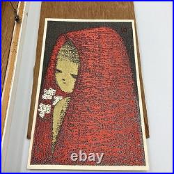Kaoru Kawano (1916-1965) Framed Woodblock Print Dream Excellent Condition