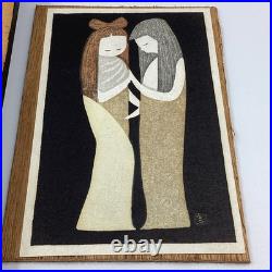 Kaoru Kawano (1916-1965) Framed Woodblock Print Two Girls Excellent Condition