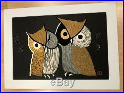 Kaoru Kawano Japanese Woodblock Print Owl