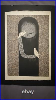 Kaoru Kawano Small Birds Japanese Woodblock Print Signed Stamped