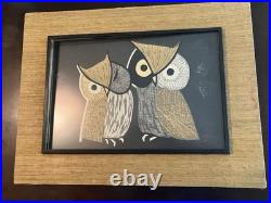 Kaoru Kawano Woodblock Owls In Original Tokyo Gallery Frame