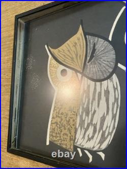Kaoru Kawano Woodblock Owls In Original Tokyo Gallery Frame