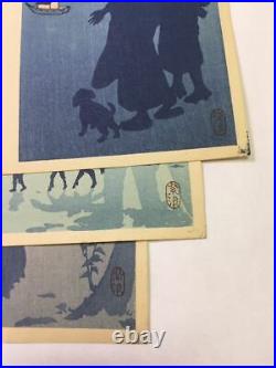 Kasamatsu Shiro Japanese Woodblock Print set of 3 10.2 x 4.7