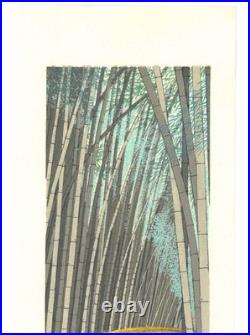 Kato Teruhide Japanese Woodblock Print Sagano Path Kyoto Bamboo Art