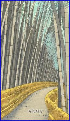 Kato Teruhide Japanese Woodblock Print Sagano Path Kyoto Bamboo Art