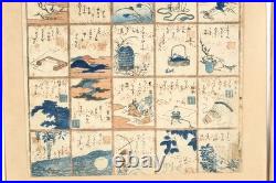 Katsushika Hokusai 4 sheets Sugoroku Game 19th c Orig Japanese Woodblock Prints
