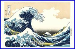 Katsushika Hokusai Japanese Woodblock Print Great Wave Kanagawa Framed Ukiyo-e