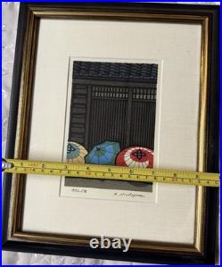 Katsuyuki Nishijima Japanese Woodblock Print Kyoto Umbrellas Signed & Authentic