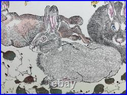 Kawanabe Kyosai Ukiyo-e Woodblock Print Kyosai Rakuga / Wild Rabbits