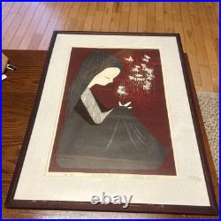 Kawano Kaoru Butterflies Woodblock Print Framed Art 22.8x30.1 in Japan