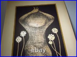 Kawano Kaoru Woodblock Print Short Hair Tanpotsu Seed Tampopo Signed