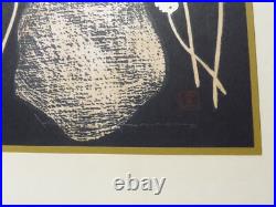 Kawano Kaoru Woodblock Print Short Hair Tanpotsu Seed Tampopo Signed