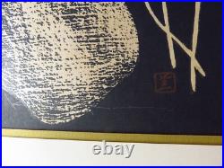 Kawano Kaoru Woodblock Print Short Hair Tanpotsu Seed Tampopo Signed