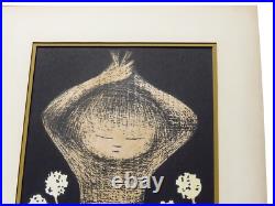 Kawano Kaoru Woodblock Print Short Hair Tanpotsu Seed Tampopo Signed