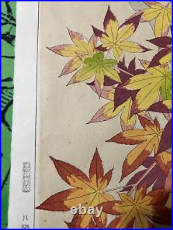Kawarazaki Shodo Japanese Woodblock Print Autumn leaves plants Shin Hanga