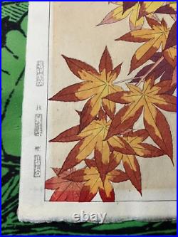Kawarazaki Shodo Japanese Woodblock Print Autumn leaves plants Shin Hanga