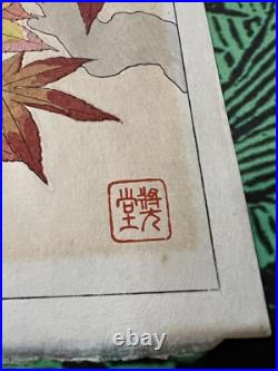 Kawarazaki Shodo Japanese Woodblock Print Autumn leaves plants Shin Hanga