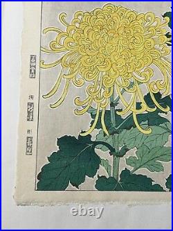 Kawarazaki Shodo Japanese Woodblock Print CHRYSANTHEMUM Flower plants KIKU