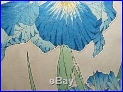 Kawarazaki Shodo Vintage JAPANESE WOODBLOCK Flower PRINT Iris