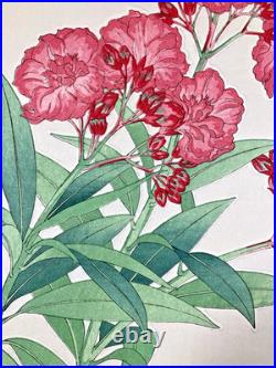 Kawarazaki Shodo Woodblock Print Oleander Kyoto Unsodo Flower Prints